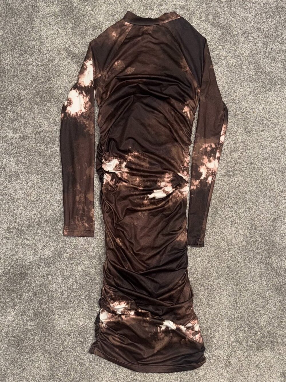 Blush Mark Brown Cream Tie Dye Maxi Bodycon Dress Size XS